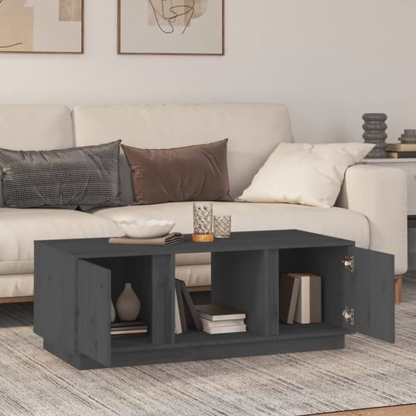 The Living Store Sohvapöytä harmaa 110x50x40 cm täysi mänty -  Kahvipöydät