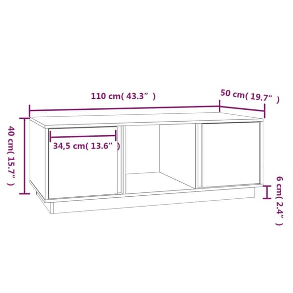 The Living Store Sohvapöytä harmaa 110x50x40 cm täysi mänty - Kahvipöydät