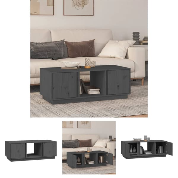 The Living Store Sohvapöytä harmaa 110x50x40 cm täysi mänty - Kahvipöydät
