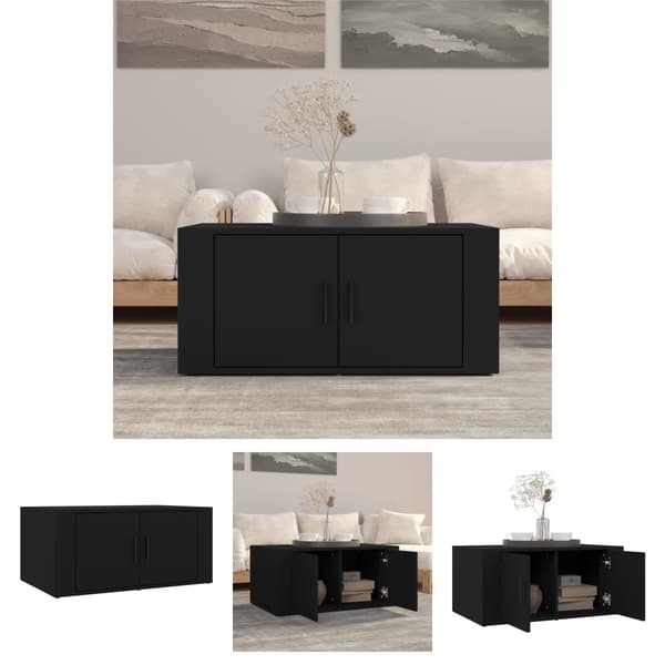 The Living Store sofabord 80x50x36 cm konstrueret træ sort -  Sofaborde
