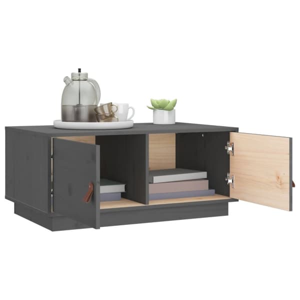 The Living Store Soffbord grå 80x50x35 cm massiv furu -  Soffbord