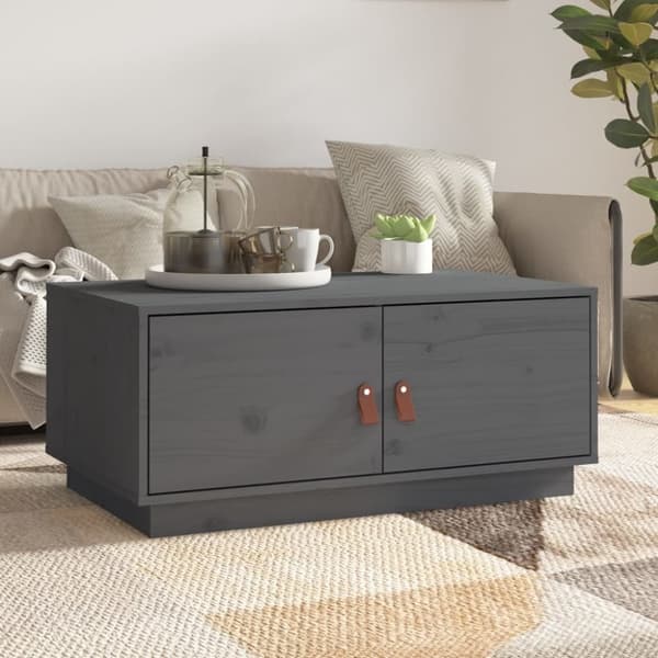 The Living Store Soffbord grå 80x50x35 cm massiv furu -  Soffbord