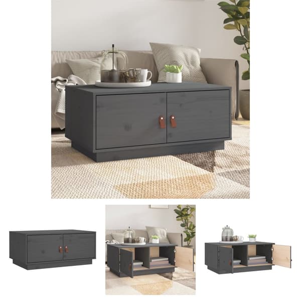 The Living Store Soffbord grå 80x50x35 cm massiv furu -  Soffbord