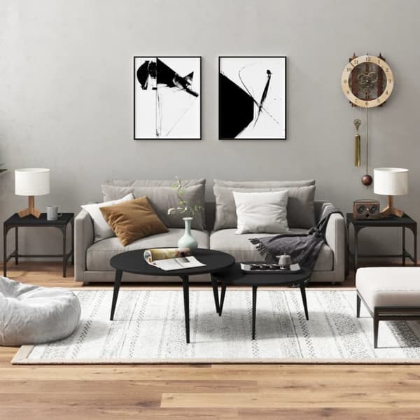 The Living Store sideborde 2 stk. 40x40x35 cm konstrueret træ sort - Sofaborde