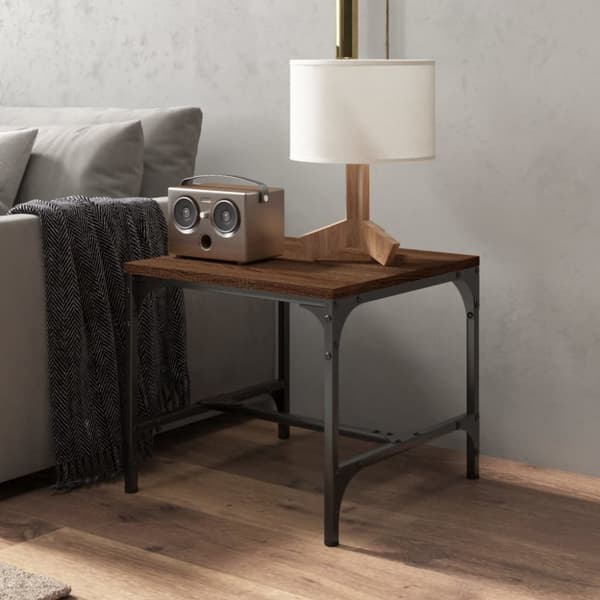 The Living Store sofabord 50x50x35 cm konstrueret træ brun egetræsfarve -  Sofaborde