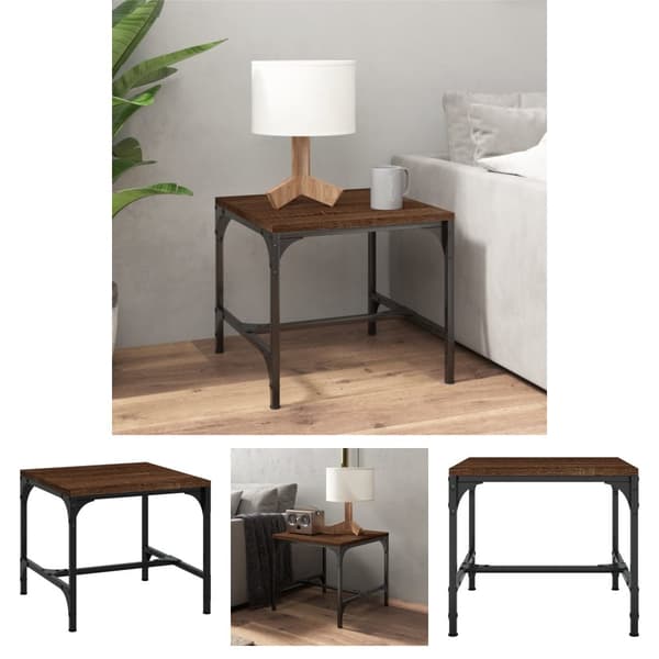 The Living Store sofabord 50x50x35 cm konstrueret træ brun egetræsfarve - Sofaborde