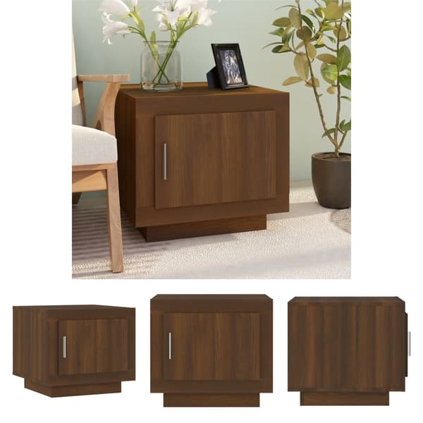 The Living Store sofabord 51x50x45 cm konstrueret træ brun egetræsfarve - Sofaborde