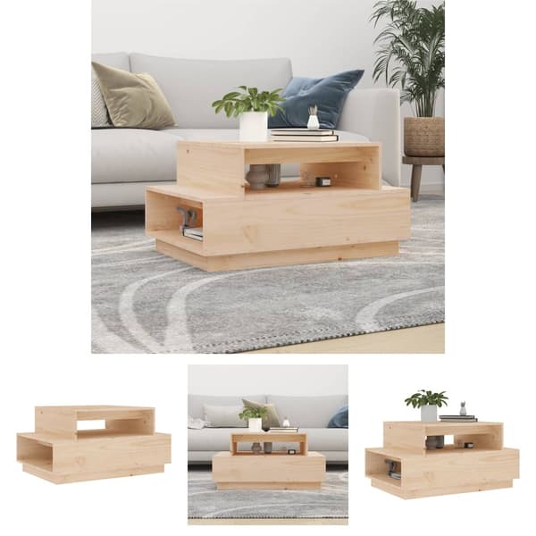 The Living Store sofabord 80x55x40,5 cm massivt fyrretræ - Sofaborde