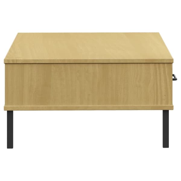 The Living Store sofabord med metalben OSLO massivt fyrretræ brun -  Sofaborde