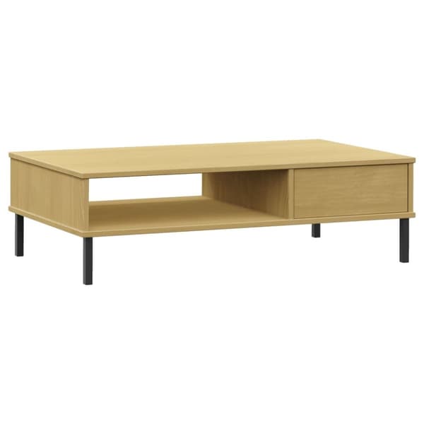 The Living Store sofabord med metalben OSLO massivt fyrretræ brun -  Sofaborde