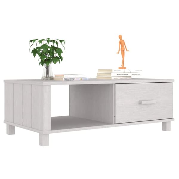 The Living Store sofabord HAMAR 100x55x35 cm massivt fyrretræ hvid -  Sofaborde