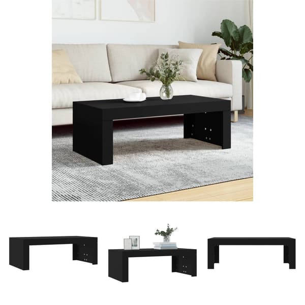 The Living Store Soffbord svart 102x50x36 cm konstruerat trä -  Soffbord