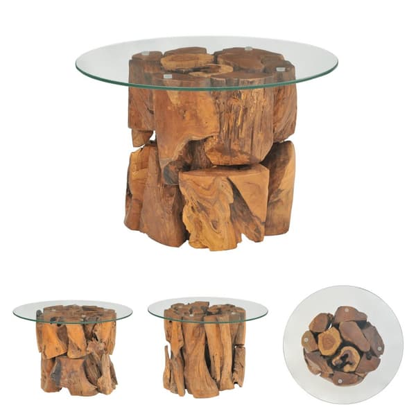 The Living Store Soffbord i massivt drivved 60 cm -  Soffbord
