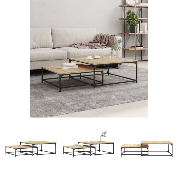The Living Store Sarjasohvapöydät 2 kpl Sonoma-tammi tekninen puu -  Kahvipöydät