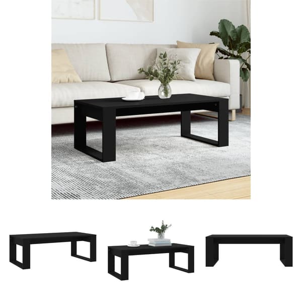 The Living Store sofabord 102x50x35 cm konstrueret træ sort - Sofaborde