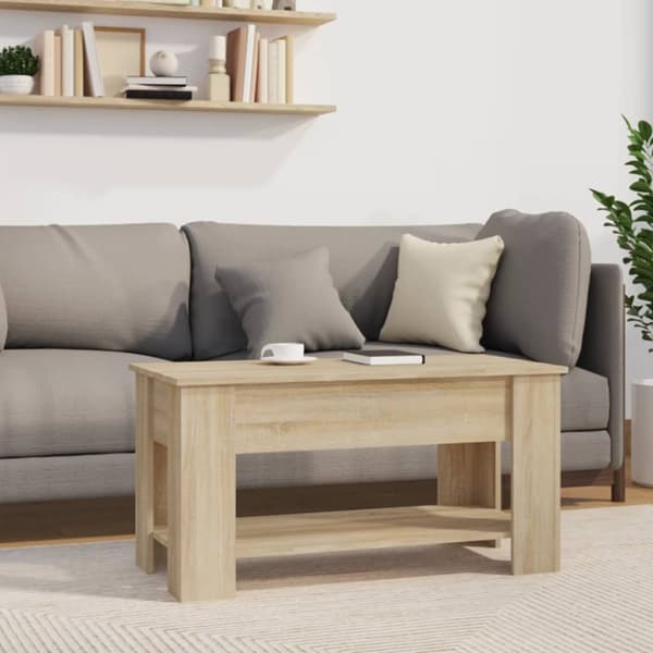 The Living Store sofabord 101x49x52 cm konstrueret træ sonoma-eg - Sofaborde