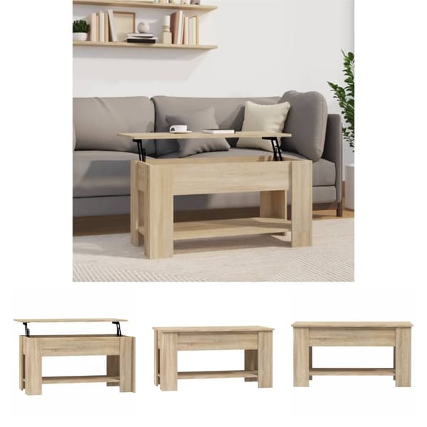 The Living Store sofabord 101x49x52 cm konstrueret træ sonoma-eg - Sofaborde