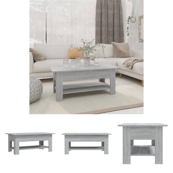 The Living Store sofabord 102x55x42 cm spånplade grå sonoma-eg - Sofaborde