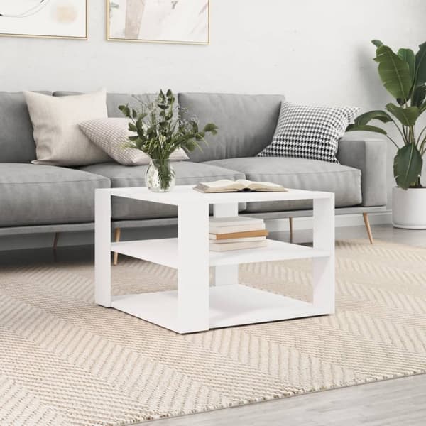 The Living Store Soffbord vit 59,5x59,5x40 cm konstruerat trä -  Soffbord