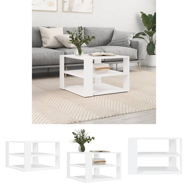 The Living Store Soffbord vit 59,5x59,5x40 cm konstruerat trä -  Soffbord