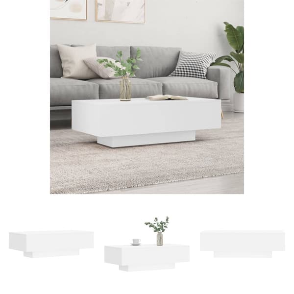 The Living Store sofabord 100x49,5x31 cm konstrueret træ hvid -  Sofaborde