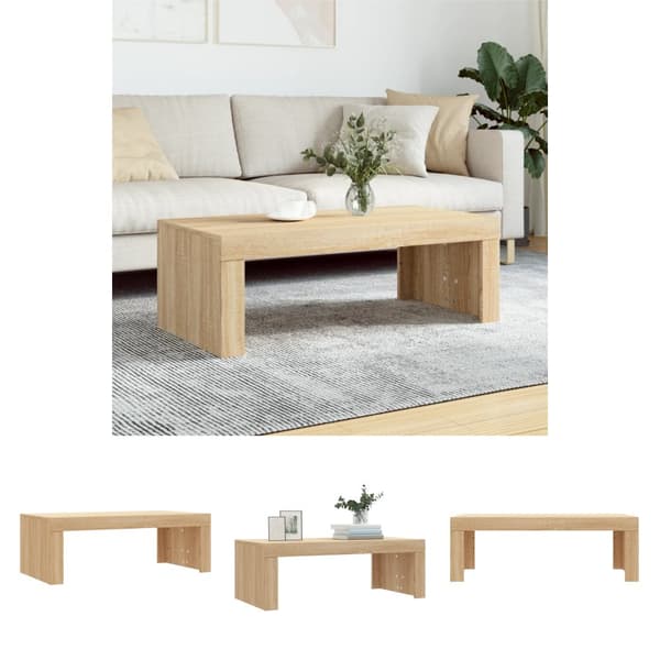 The Living Store Soffbord sonoma-ek 102x50x36 cm konstruerat trä -  Soffbord