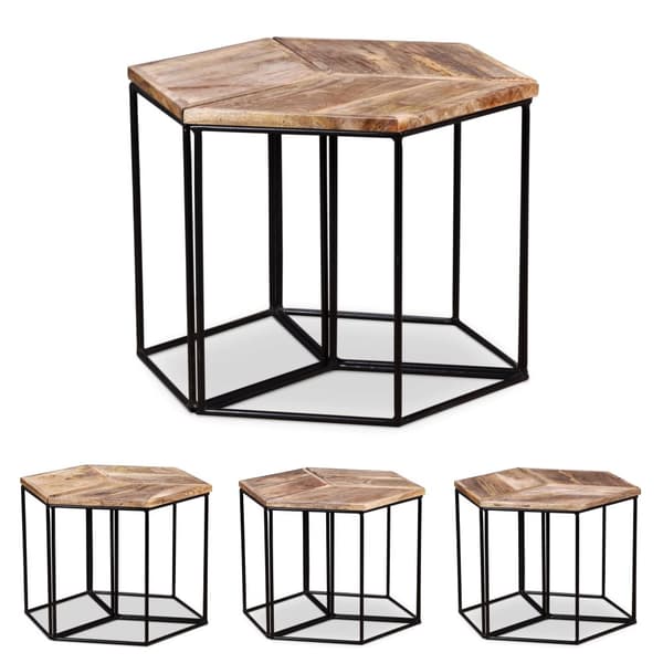 The Living Store sofabord 56x48x40 cm massivt mangotræ -  Sofaborde