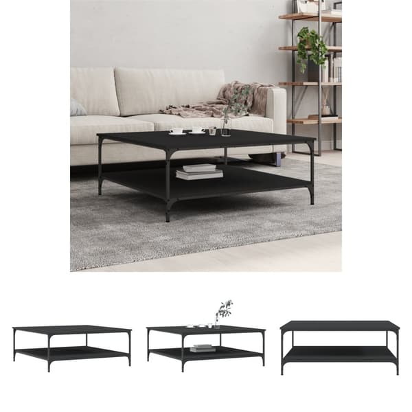 The Living Store sofabord 100x100x40 cm konstrueret træ sort - Sofaborde