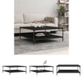 Miniatyrbillede 1 af 10: The Living Store sofabord 100x100x40 cm konstrueret træ sort -  Sofaborde