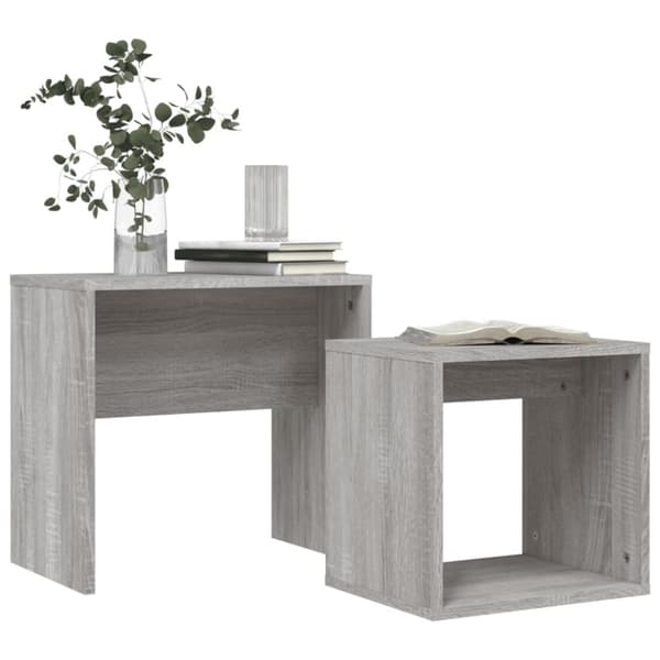 The Living Store Satsbord 2 st grå sonoma konstruerat trä -  Soffbord