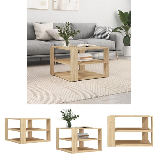 The Living Store Soffbord sonoma-ek 59,5x59,5x40 cm konstruerat trä - Soffbord