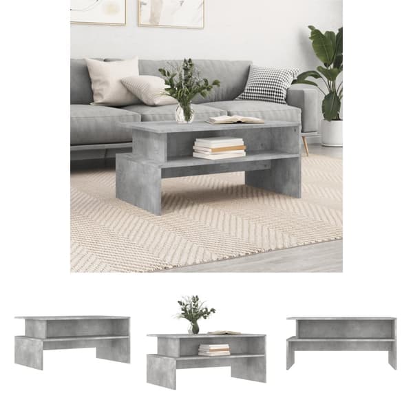 The Living Store sofabord 90x55x42,5 cm konstrueret træ betongrå - Sofaborde