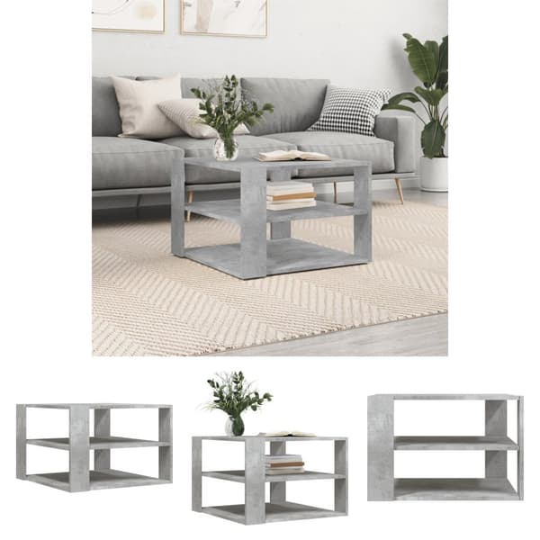 The Living Store Soffbord betonggrå 59,5x59,5x40 cm konstruerat trä - Soffbord