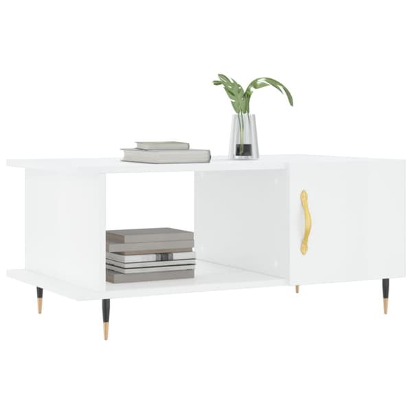 The Living Store Soffbord vit högglans 90x50x40 cm konstruerat trä - Soffbord