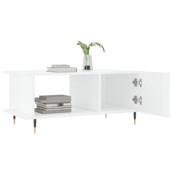 The Living Store Soffbord vit högglans 90x50x40 cm konstruerat trä - Soffbord