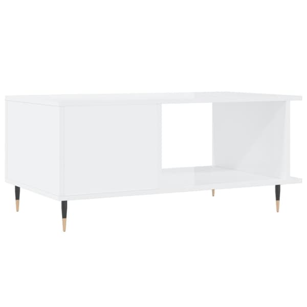 The Living Store Soffbord vit högglans 90x50x40 cm konstruerat trä - Soffbord