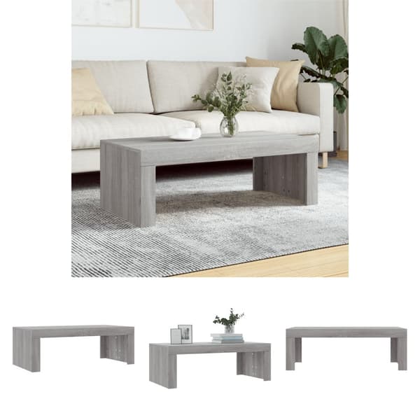 The Living Store sofabord 102x50x36 cm konstrueret træ grå sonoma-eg -  Sofaborde