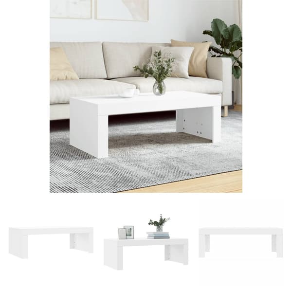 The Living Store Soffbord vit 102x50x36 cm konstruerat trä - Soffbord