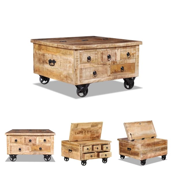 The Living Store sofabord 70x70x40 cm ru mangotræ -  Sofaborde