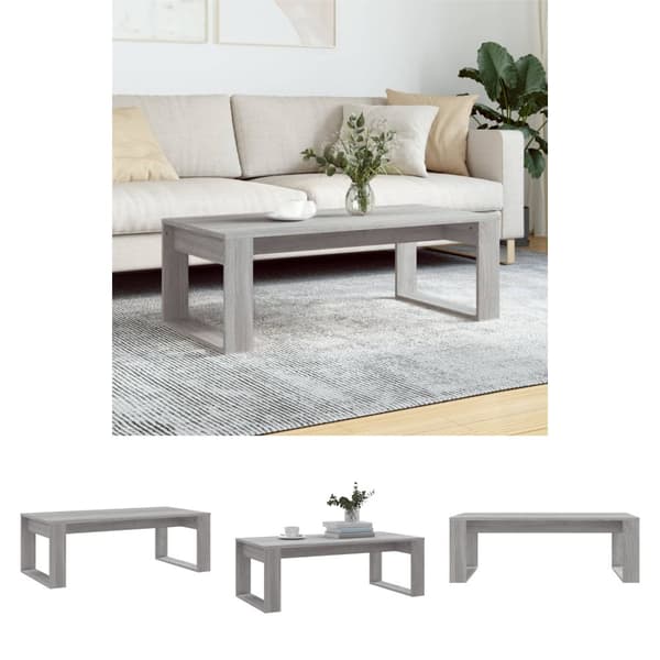 The Living Store sofabord 102x50x35 cm konstrueret træ grå sonoma-eg -  Sofaborde
