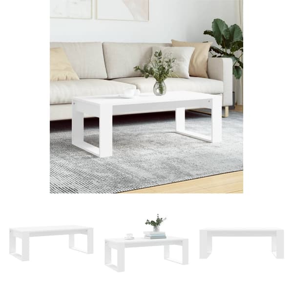 The Living Store Soffbord vit 102x50x35 cm konstruerat trä -  Soffbord