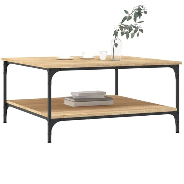 The Living Store sofabord 80x80x40 cm konstrueret træ sonoma egetræsfarve -  Sofaborde