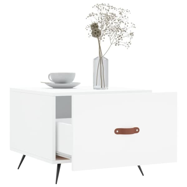 The Living Store sofabord 50x50x40 cm konstrueret træ hvid - Sofaborde