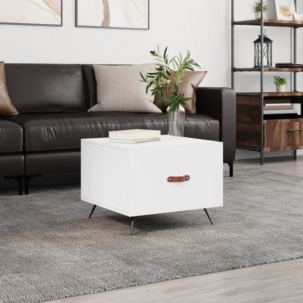 The Living Store sofabord 50x50x40 cm konstrueret træ hvid - Sofaborde
