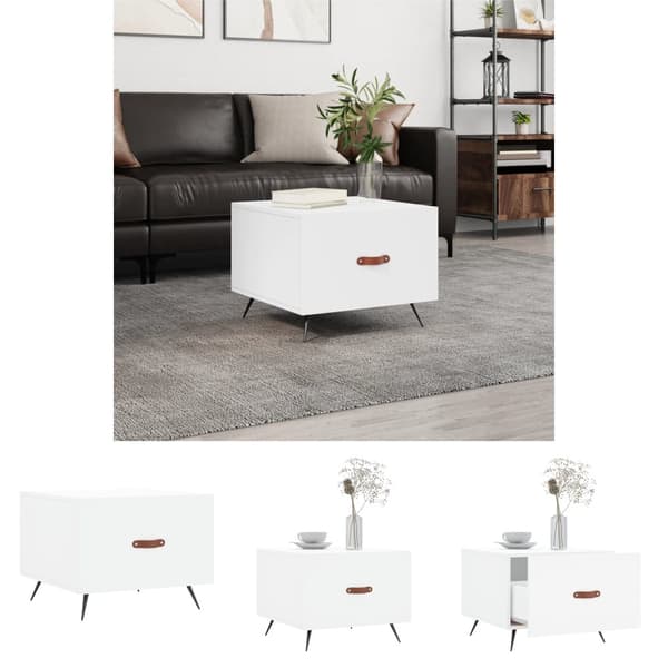 The Living Store sofabord 50x50x40 cm konstrueret træ hvid -  Sofaborde