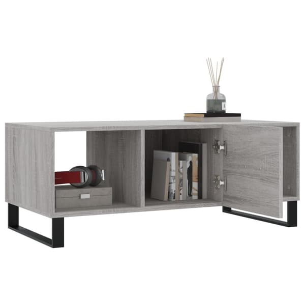 The Living Store sofabord 102x50x40 cm konstrueret træ grå sonoma-eg - Sofaborde