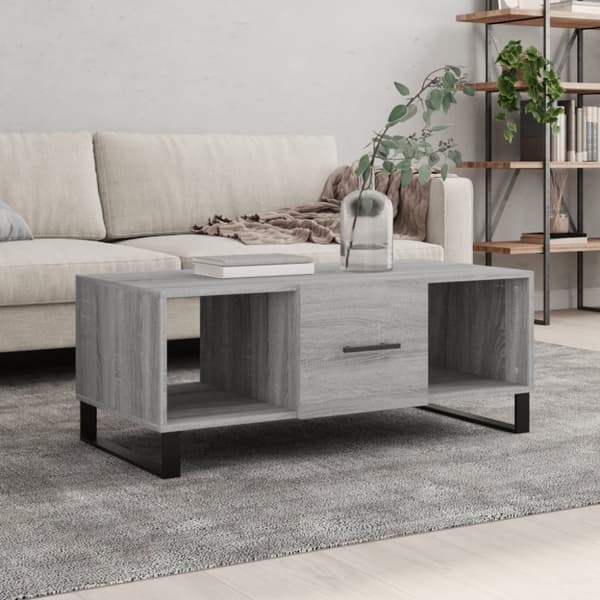 The Living Store sofabord 102x50x40 cm konstrueret træ grå sonoma-eg -  Sofaborde