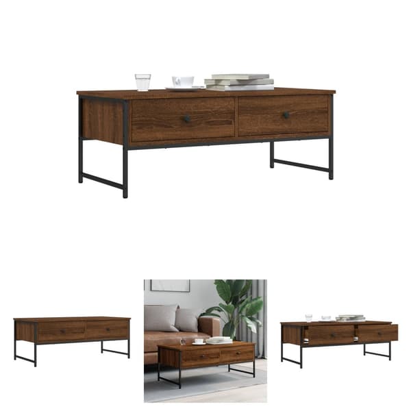 The Living Store Soffbord brun ek 101x49x39,5 cm konstruerat trä - Soffbord