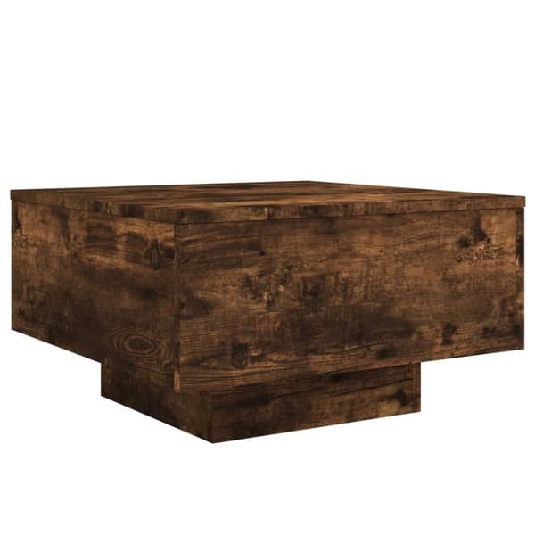 The Living Store sofabord med LED-lys 55x55x31 cm røget egetræsfarve -  Sofaborde