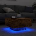 Miniatyrbillede 5 af 11: The Living Store sofabord med LED-lys 55x55x31 cm røget egetræsfarve -  Sofaborde